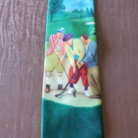 Three Stooges Golf Color Polyester Necktie - Picture 2 of 6